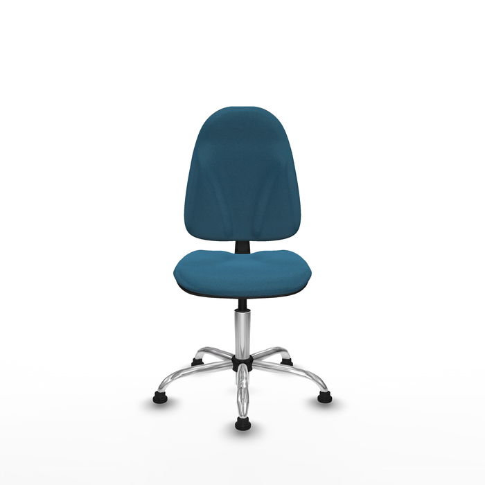 Silla de oficina Algarra con mecanismo Contacto permanente básico tapizada con Tela color Verde petróleo. Equipada con Base cromada, Sin brazosy Topes