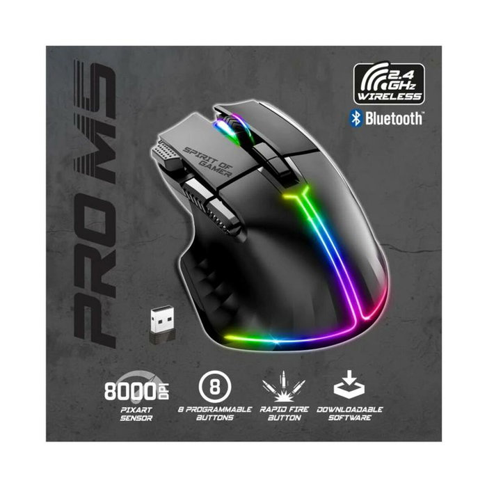 Spirit of Gamer Ratón Inalámbrico Pro M5 Negro