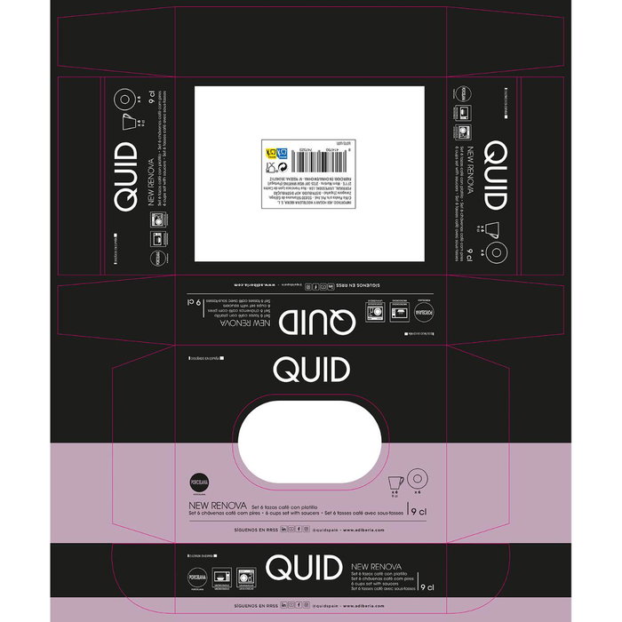 Set 6 Tazas con Plato Porcelana New Renova Quid 9 cL