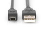 Digitus Cable Conexión USB 2.0 Tipo A - Mini B (5pin) M/M, 3.0m, Negro