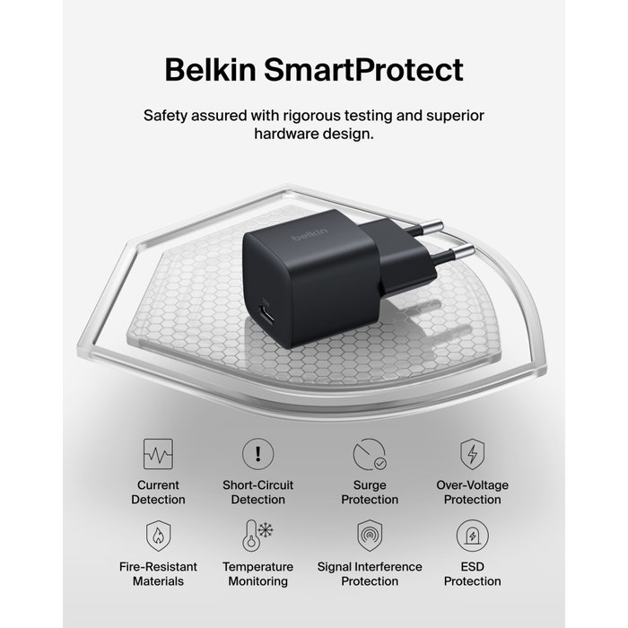Belkin BoostCharge 25W USB-C con cable de 1m Negro WCA012kq1MBK-B6