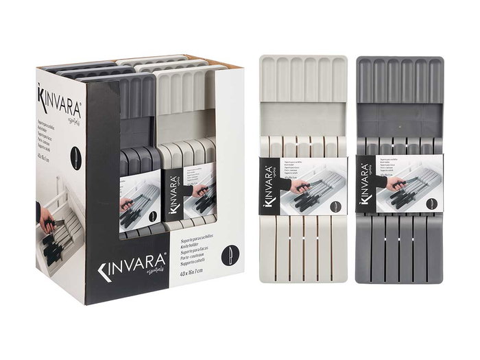 Kinvara Soporte Cuchillos Surtidos Gris 40.3x15.8x7.2 cm Plástico (Set de 12)