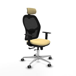 PIQUERAS Y CRESPO Silla de oficina Jorquera con mecanismo Sincro/Traslack Crema y Negro