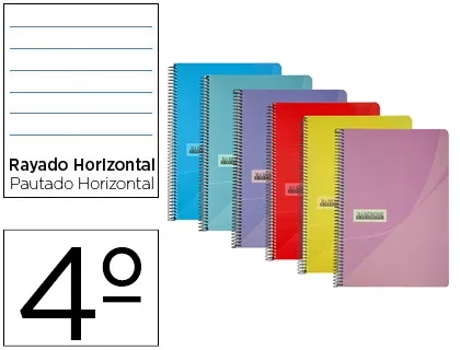Papercop Cuaderno Espiral Cuarto Tapa Plástico 80 Hojas 90gr Rayado Horizontal Colores Surtidos