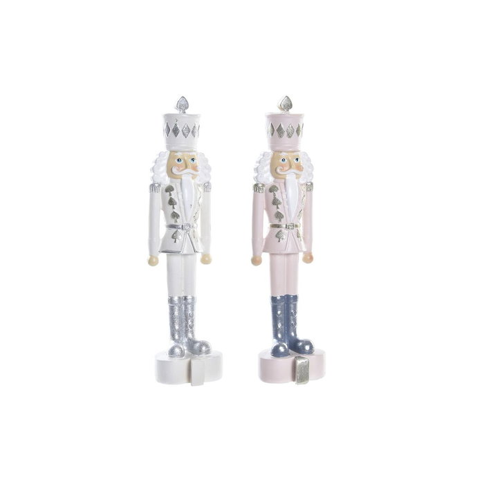 DKD Home Decor Figura Navidad Cascanueces Resina Rosa Blanco 4 x 17 x 4.5 cm DKD Home Decor Figura Navidad Cascanueces Resina Rosa Blanco 4 x 17 x 4.5 cm