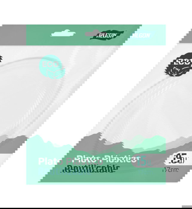 Algon Set de 15 Platos Rojos Ecológicos de Plástico, 17 cm de Diámetro, Dimensiones: 22.3 x 19 x 3.8 cm (36 Unidades)