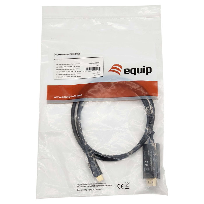 Equip Cable Adaptador USB-C a HDMI 4K/30Hz 1m Negro Equip Cable Adaptador USB-C a HDMI 4K/30Hz 1m Negro
