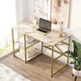 Hanah Home Mesa de estudio Vg23-Ge, Mármol Blanco y Dorado, 120x75x60 cm