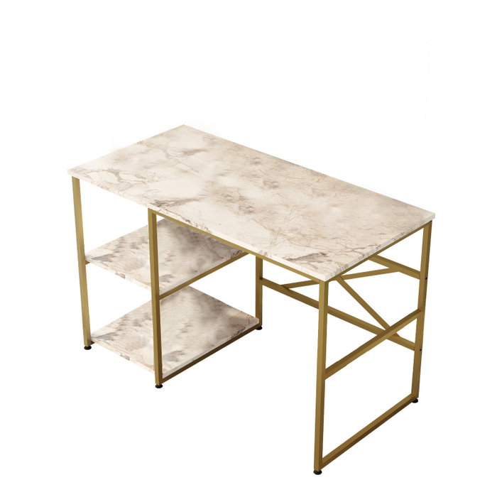 Hanah Home Mesa de estudio Vg23-Ge, Mármol Blanco y Dorado, 120x75x60 cm Hanah Home Mesa de estudio Vg23-Ge, Mármol Blanco y Dorado, 120x75x60 cm