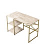 Hanah Home Mesa de estudio Vg23-Ge, Mármol Blanco y Dorado, 120x75x60 cm
