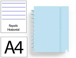 Carchivo Cuaderno Ingeniox A4 Foam 80 Hojas Rayado Horizontal Azul Pastel
