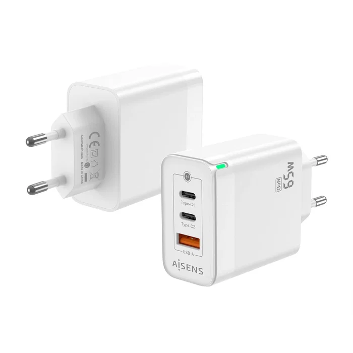 Aisens Cargador GaN 65W Blanco con 2xUSB-C y 1xUSB-A Aisens Cargador GaN 65W Blanco con 2xUSB-C y 1xUSB-A