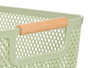 Kipit Cesta de Plástico PP con Asa de Bambú Verde, Dimensiones 27.5x18x12.5 cm (Set de 24)