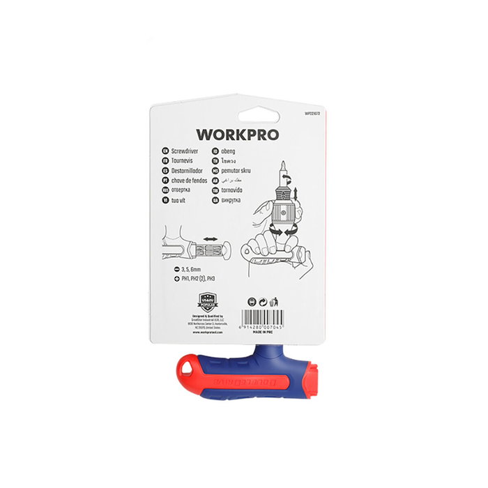 Workpro Destornillador de carraca mango en T 7 en 1