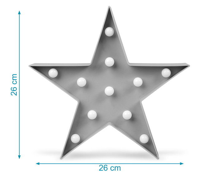 KioKids Lámpara Estrella Gris Led a Pilas para Habitación Infantil