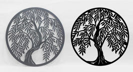 DKD Home Decor Decoración de Pared de Metal Árbol Negro (Set de 2)