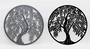 DKD Home Decor Decoración de Pared de Metal Árbol Negro (Set de 2)