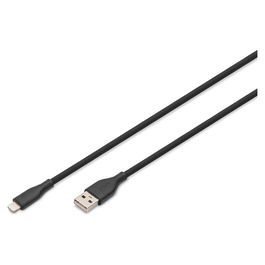 Digitus Cable USB 2.0 A a Lightning de Silicona, MFI, 0.5m, Negro