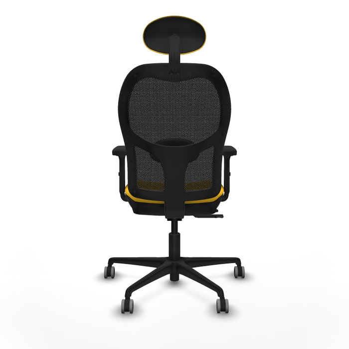 PIQUERAS Y CRESPO Silla de oficina Jorquera con mecanismo Sincro/Traslack, Similpiel Amarillo y Malla Negro