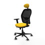 PIQUERAS Y CRESPO Silla de oficina Jorquera con mecanismo Sincro/Traslack, Similpiel Amarillo y Malla Negro
