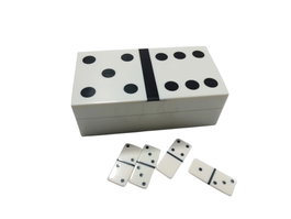 DKD Home Decor Set de 2 Juegos de Dominó de Resina Blanco y Negro