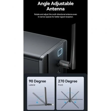 Vention KDUB0 Adaptador WiFi USB AC650Mbps Dual Band con Antena 6dBi Negro