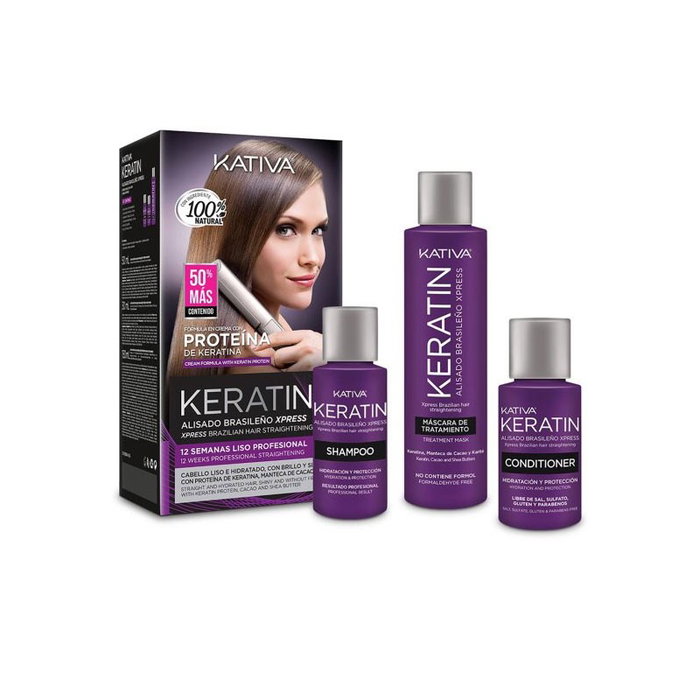 Kativa Tratamiento Alisado Brasileño Xpress con Keratina para Cabello Liso y Sin Frizz por 10 Semanas Kativa Tratamiento Alisado Brasileño Xpress con Keratina para Cabello Liso y Sin Frizz por 10 Semanas