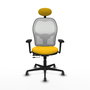 PIQUERAS Y CRESPO Silla de oficina Jorquera con mecanismo Sincro/Traslack, Amarillo y Blanco