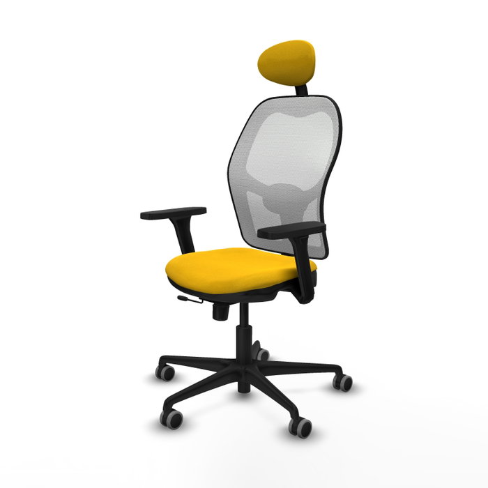 PIQUERAS Y CRESPO Silla de oficina Jorquera con mecanismo Sincro/Traslack, Amarillo y Blanco