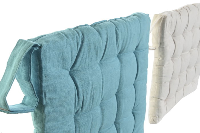 DKD Home Decor Cojin Mediterraneo Greige Azul Marino 38 x 4 x 39 cm (12 Unidades)