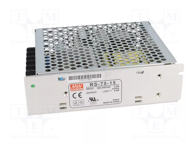 MEAN WELL RS-75-15 Alimentador de impulso 75W 15VDC 5A