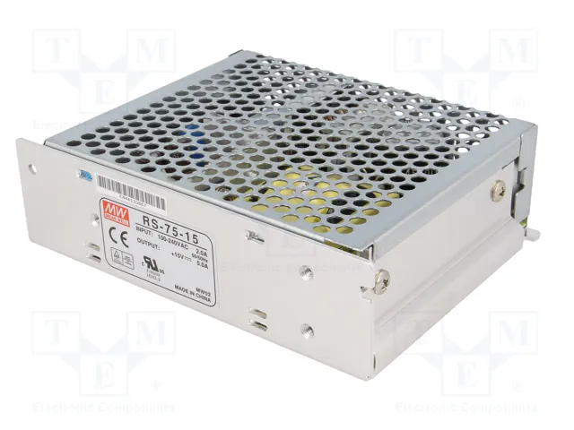 MEAN WELL RS-75-15 Alimentador de impulso 75W 15VDC 5A