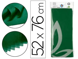 Liderpapel Papel Seda Verde Oscuro 52x76cm 18g/m² Bolsa 5 Hojas