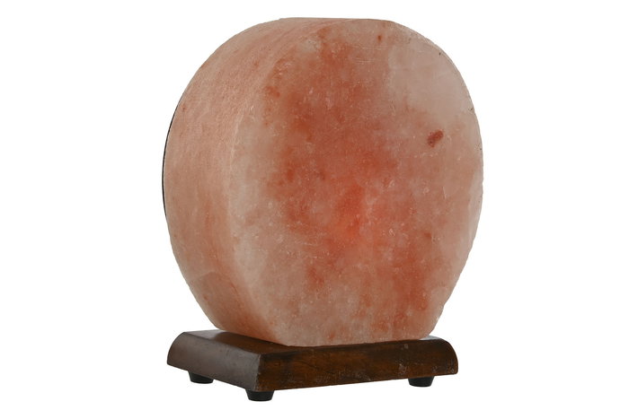 Lámpara de Sal del Himalaya Sobremesa Árabe con Buda, Acabado Natural Marrón y Rosa, 7x18x16 cm, Incluye Bombilla E14