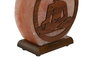Lámpara de Sal del Himalaya Sobremesa Árabe con Buda, Acabado Natural Marrón y Rosa, 7x18x16 cm, Incluye Bombilla E14