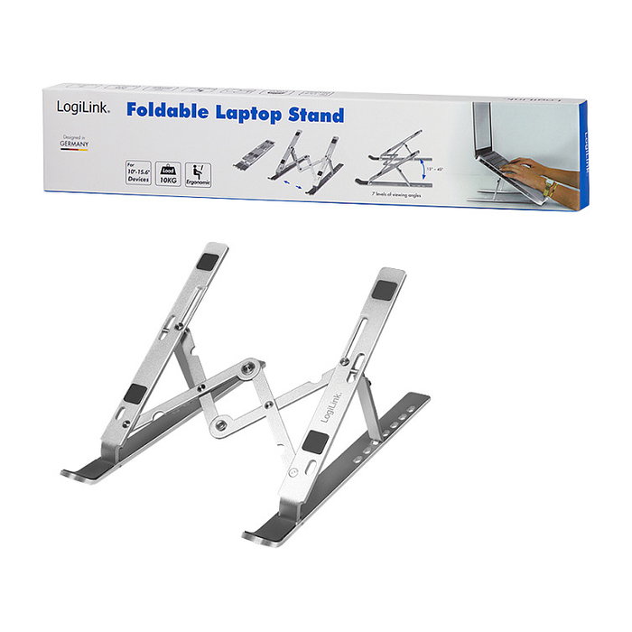 LogiLink Soporte para notebook plegable de aluminio plateado