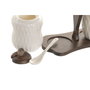 DKD Home Decor Set de 2 Azucareros de Porcelana y Bambú con Relieve, Blanco y Marrón Oscuro