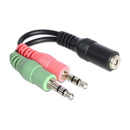 DELOCK Adaptador 65459 Cable 3.5mm 4P Macho a 2x Hembra Negro 0.012m