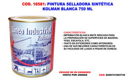 KOLMAN Selladora Imprimac Blanco 750 ml