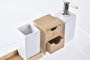DKD Home Decor Set de 4 Accesorios de Baño de Dolomite y Bambú Natural