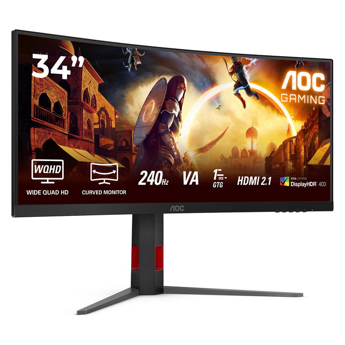 AOC CU34G4Z Monitor Gaming 34" Wide Quad HD, 1ms, Fast VA, Curvo 1500R, 240Hz, Negro/Rojo AOC CU34G4Z Monitor Gaming 34" Wide Quad HD, 1ms, Fast VA, Curvo 1500R, 240Hz, Negro/Rojo