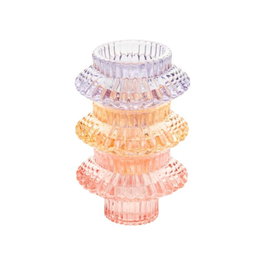 DKD Home Decor Portavelas de Cristal Multicolor 8x8x12,5 cm