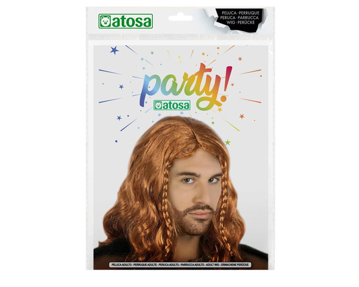 Atosa Peluca Vikingo con Trenzas Rojas para Hombre y Mujer