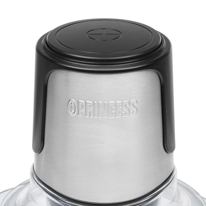 Princess 221051 Picadora Eléctrica 300W 1 Litro con 2 Cuchillas de Acero Inoxidable, Recipiente de Cristal, Base Antideslizante y Apta para Lavavajillas