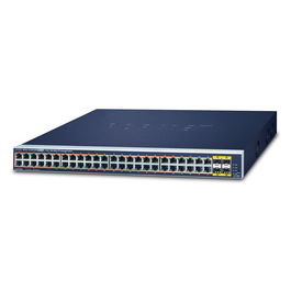 Planet GS-4210-48P4S Switch Gestionado Gigabit PoE+ L2/L4, 48 Puertos + 4 SFP, 1U Rack, 104 Gbps, 400W Presupuesto, VLAN, QoS, ACL, IPv6