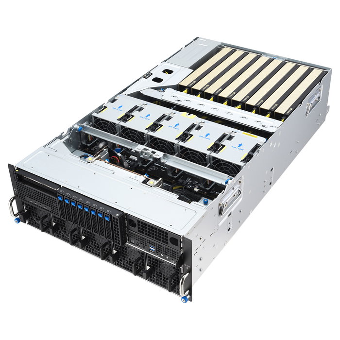 ASUS ESC8000A-E13 Server Rack 4U Dual LGA 6096 Socket para AMD EPYC 9005, 24x DDR5-SDRAM, 11x PCIe x16 Gen5, 3200W 80 PLUS Titanium PSU