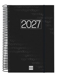 Finocam Agenda Anual 2027 Catalán Espiral Basic Year tapa PP con Goma Negro
