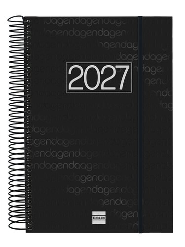 Finocam Agenda Anual 2027 Catalán Espiral Basic Year tapa PP con Goma Negro Finocam Agenda Anual 2027 Catalán Espiral Basic Year tapa PP con Goma Negro