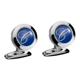 Chopard Gemelos Classic C en acero inoxidable con cristal azul, 2cm