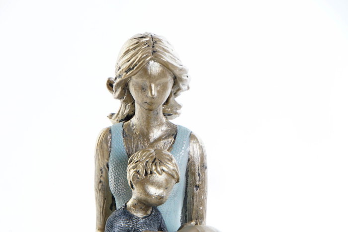 DKD Home Decor Figura de Resina Chica Perro Azul y Dorado